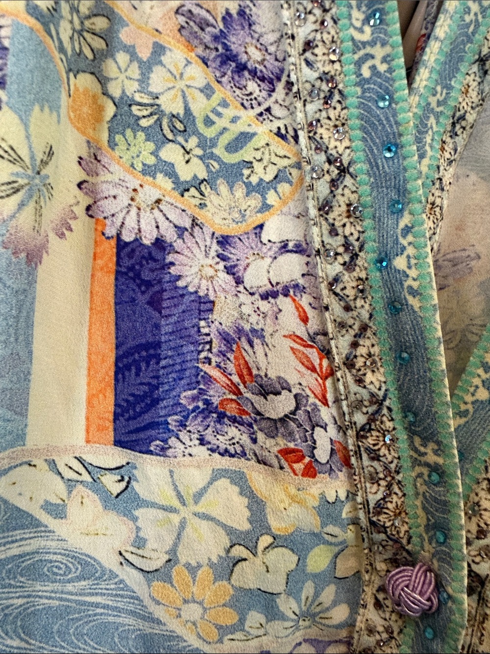 Camilla Multicolor Embellished V-Neck Tunic — Blue, Purple, Mint, Cream - Picture 5 of 5
